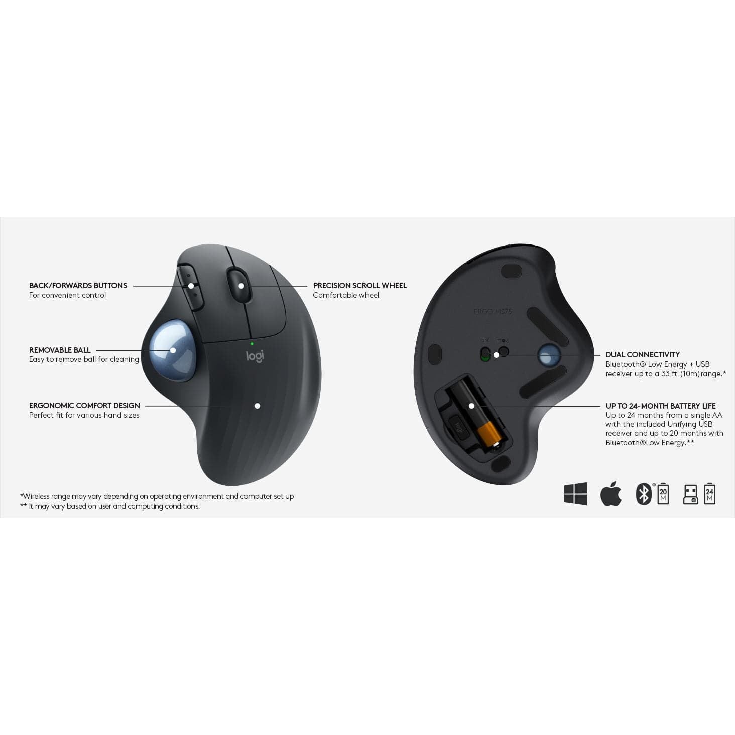 Buy Logitech,Logitech ERGO M575 Wireless Trackball Mouse - Ergonomic Design, Bluetooth & USB, Grey - Gadcet UK | UK | London | Scotland | Wales| Ireland | Near Me | Cheap | Pay In 3 | Mice & Trackballs